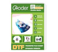 Aoder A3 Plus DTF Transfer Film - 13"x19", A3 Plus 50 Sheets Double Side Matte DTF Film, Clear PreTreat PET Transfer Paper for T-Shirts Textile, Cold Peel