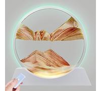 Aoderun 12" Moving Liquid Motion with Light 3 Color Changing Sand Art Picture Round Glass 3D Deep Sea Sandscapes for Adult Relaxing Toys Desktop Home Office (Orange)