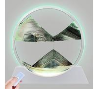 Aoderun 12" Moving Sand Art Liquid Motion with Light 3 Color Changing Moving Picture Round Glass 3D Deep Sea Sand Art Sandscapes for Relaxing Toys Desktop Home Office(Black)