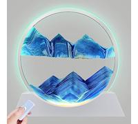 Aoderun 12" Moving Sand Art Liquid Motion With Light - 3 Color Changing Round Glass 3D Deep Sea Sandscape for Adult Relaxation - Desktop Home Office Decor (Blue)
