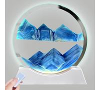 Aoderun 7" Moving Liquid Motion with Light 3 Color Changing Sand Art Picture Round Glass 3D Deep Sea Sand Art Sandscapes for Adult Relaxing Toys Desktop Home Office (Blue)