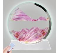 Aoderun 7" Moving Sand Art Liquid Motion with Light 3 Color Changing Sand Art Picture Round Glass 3D Deep Sea Sandscapes for Adult Relaxing Toys Desktop Home Office (Pink)