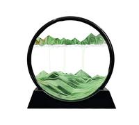 Aoderun Moving Sand Art Picture Round Glass 3D Deep Sea Sandscape in Motion Display Flowing Sand Frame Relaxing Desktop Home Office Work Decor (12", Green)