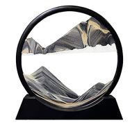 Aoderun Moving Sand Art Picture Round Glass 3D Deep Sea Sandscape in Motion Display Flowing Sand Frame Relaxing Desktop Home Office Work Decor (7", New Black)