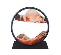 Aoderun Rotating Sand Art 3D Hourglass Office Decor Round Glass Flowing Sand Frame Movable Sand Picture for Desk Sand Painting for Adults (Orange, 28 cm)