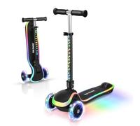 AODI 2 in 1 Scooter for Kids, 3 Wheel Toddler Scooter with Flip-able Seat, Easy Folding, Flashing Lights, Adjustable Height, Lean to Steer, Kick Scooter for Boys & Girls Ages 2-10
