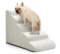 Aodisman Dog Stairs for Bed 22.4”H,5-Step Dog Ramp for Small Dogs & Cats,Pet Steps for Dogs to get on High Bed, Indoor Anti-Slip Pet Stairs for Old Cats and Puppy,Light Grey