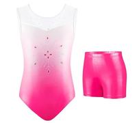 AODOKAT Gymnastics Leotards for Girls with Shorts Set, Long Sleeve/Sleeveless Dance Leotard Sparkle Ballet Dancewear for Kids 5-14 Years (Pink-sleeveless, 11-12 Years)
