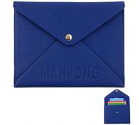 Aodse Leather American Mahjong Card Clutch Holder, Protective Mah Jongg Card Case for Cards, Line Readers & Shuffler Cards, Secure Closure Mahjong Gift Accessories（Navy Blue, 8.6 x 6.3 in）