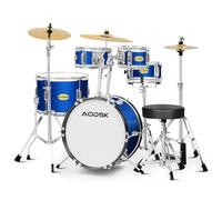 AODSK 5-Piece 14 inch Drum Kit With Cymbal,Hi-Hat,Pedal & Drumstick Blue