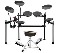 AODSK Electric Drum Set with 4 Quiet Drum Pads,Portable and Solid Drum Set for Beginner with 200 Sounds,2 Switch Pedal,Drum Throne,Drumsticks,Headphones