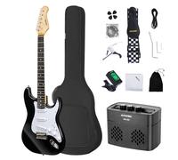 AODSK Electric Guitar with Amp Beginner Kit 39 Inch Solid Body Full Size,SSS Pick Up,All Accessories,Digital Tuner,Six Strings,Four Picks,Tremolo Bar,Strap,Gig Bag,Starter kit -Black