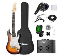 AODSK Electric Guitar with Amp Beginner Kit 39 Inch Solid Body Full Size,SSS Pick Up,All Accessories,Digital Tuner,Six Strings,Four Picks,Tremolo Bar,Strap,Gig Bag,Starter kit -Sunburst