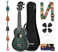 AODSK Soprano Ukulele Beginner Set-21 Inch Hawaiian Ukulele for Kid Adult Student with Gig Bag,Strings,Pick All in One Kit (21 Inch Sapele Ukulele) (Green)