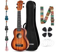 AODSK Soprano Ukulele Beginner Set-21 Inch Hawaiian Ukulele for Kid Adult Student with Gig Bag,Strings,Pick All in One Kit (21 Inch Sapele Ukulele) (Sunburst)