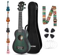 AODSK Soprano Ukulele Beginner Set-21 Inch Hawaiian Ukulele for Kid Adult Student with Gig Bag,Strings,Pick All in One Kit (21 Inch Sapele Ukulele) (Green)