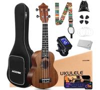 AODSK Soprano Ukulele for Beginner 21 Inch Ukelele Kit with Gig Bag StrapTuner Nylon String 4 Picks Cloth Online Lesson Holiday Gift