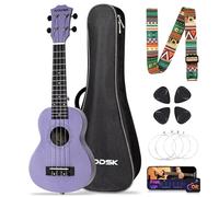 AODSK Soprano Ukulele for Beginner 21 Inch Ukelele Kit with Gig Bag StrapTuner Strings Picks Cloth Holiday Gift (Violet, Concert)