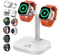 AODUKE Universal Dual Watch Charger Dock, 2 in 1 Adjustable Smart Fitness Tracker Charging Station (A22S-White)