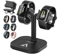 AODUKE Universal Dual Watch Charger Dock, 2 in 1 Adjustable Smart Fitness Tracker Charging Station, for Samsung/Google/Amazfit/Fitpolo/GRV/AGPTEK/Fire-Boltt Watch Stand (A33S-Black)