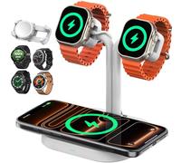 AODUKE Universal Dual Watch Charger Dock, 3 in 1 Adjustable | Smart Fitness Tracker Wireless Charging Station, for Samsung/Google/Amazfit/Fitpolo/GRV/AGPTEK/Fire-Boltt Watch Stand