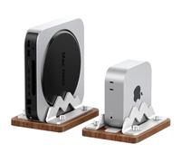 AODUKE Walnut Wooden MacMini Stand for MacMini M4 M3 M2 M1, Small/micro desktop computer host Vertical Dock Holder, Side stand storage rack, bracket Adjustable Slot Width(1-2.2 inch) AJBK03M