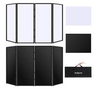 Aodyow DJ Facade Booth Portable Event Cover Screen-Foldable 4 Detachable Metal Frame Light Projector Display Scrim Panel Stand with Carry Bag for Show,Party,Gathering,DJ Stand(White and Black)