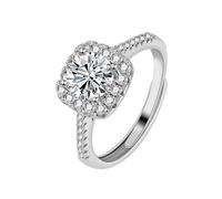 Aoeam Cubic Zirconia Wedding & Engagement Set Ring S925 Silver Square Halo Ring Set for Women Fake Diamond Bridal Wedding Band Silver Engagement Ring Promise Eternity Ring for Her, Cubic Zirconia