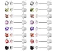 AoedeJ 16 Pairs Plastic Earrings for Sensitive Ears Hypoallergenic Clear Earrings for Sports Cubic Zirconia Earrings Studs for Women Girls (2mm)
