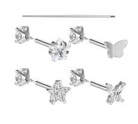 AOEDEJ 18G Reversible Flat Back Earrings for Cartilage Hypoallergenic Surgical Steel Studs 14K Gold Filled Cartilage Helix Tragus Conch Piercing Jewelry Extended Internally Threaded Flatback Earring