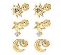 AoedeJ 20G Flat Back Stud Earrings for Women Small Cartilage Studs Surgical Steel for Sensitive Ears for Multiple Piercing Conch Earring Stack Jewelry