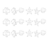 AoedeJ 6 Pairs Clear Plastic Earrings - Hypoallergenic, Invisible Studs for Sensitive Ears (Style 3) (A3-EU-ZHEH103-11)
