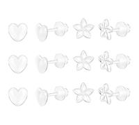 AoedeJ 6 Pairs Clear Plastic Earrings, Stud Design, Hypoallergenic, Lightweight, Wedding & Occasion Earrings (Style 2) (A3-EU-ZHEH103-10)