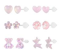 AoedeJ 6 Pairs Hypoallergenic Plastic Earrings for School Plastic Clear Earrings for Sensitive Ears Plastic Stud Earrings for Women (Style 3)