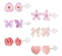 AoedeJ 6 Pairs Plastic Earrings Glow Earrings Kids Earrings Plastic Stud Earrings Bow Earrings for Women Sensitive Earrings for Girls