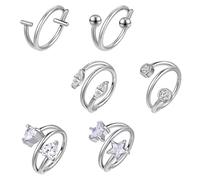 AoedeJ 6PCS 16G Nose Rings Hoops 10mm Surgical Steel Earrings Tragus Septum Piercing CZ Clicker Ring for Women Men Cartilage Earring Conch Hoop Piercing Jewelry