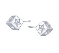 AoedeJ 925 Sterling Silver Mini Triangle Round and Star Stud Earrings Irregular Geometric Minimalist Earrings (Cube-Star)