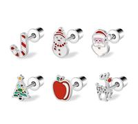 AOEDEJ Christmas Earrings for Women Christmas Jewelry for Women Holiday Earrings Christmas Tree Earrings Christmas Earrings Bulk Candy Canes Santa Claus Snowmen Reindeer And Red Apples, Stainless