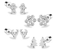 AOEDEJ Christmas Earrings for Women Holiday Earrings Christmas Tree Earrings holiday earrings variety pack Candy Canes Santa Claus Snowmen Reindeer Red Apples, Stainless Steel, No Gemstone