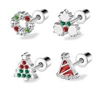 AOEDEJ Christmas Earrings for Women Holiday Earrings Christmas Tree Earrings holiday earrings variety pack Candy Canes Santa Claus Snowmen Reindeer Red Apples, Stainless Steel, No Gemstone