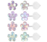 AoedeJ Colorful Stud Earrings Set Plastic Earrings Cute Clear Earrings Kawaii Hypoallergenic Earrings for s Women Multipack (Flower)