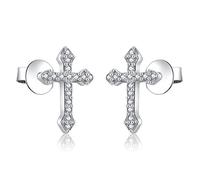 AoedeJ Cross Stud Earrings Sterling Silver Cubic Zirconia Religious Cross Earrings Stud for Women and Men (Style 6)