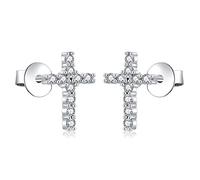 AoedeJ Cross Stud Earrings Sterling Silver Cubic Zirconia Religious Cross Earrings Stud for Women and Men (Style 2)