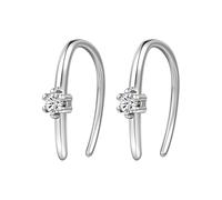 Aoedej CZ Gold Pull Through Threader Earrings 925 Sterling Silver Hypoallergenic Hoop Threader Drop Dangle Earrings for Women Backless Earring