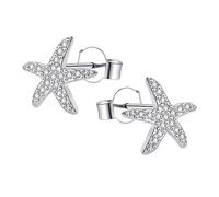 AoedeJ Dancing Starfish Stud Earrings Sterling Silver Earrings Mico Pave CZ Earrings for Women
