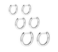 AOEDEJ G23 Titanium Hoop Earrings 18G Small Huggie Earrings Medical Grade Titanium Earring 8mm/10mm/12mm Cartilage Earring Hoop for Women Men Sensitive Ears, 8+10+12, Titanium, No Gemstone