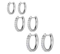 AOEDEJ G23 Titanium Silver Hoop Earrings 18G CZ Small Huggie Hoop Earring 8mm/10mm/12mm Cartilage for Sensitive Ears for Multiple Piercing Cartilage Hoop Earring Stack Jewelry