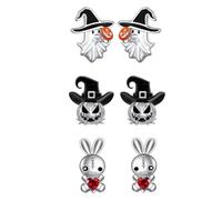 AOEDEJ Halloween Earrings Set Hypoallergenic Cute Ghost Pumpkin Skull Doll studs Cartilage Lobe Conch Tragus Helix Piercing for Women Men