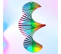 Aoedelyart Rainbow Wave Wind Spinners Outdoor Hanging Decor,7In Stainless Steel Reflective Wind Spinner Yard Art Wind Sculpture,Rainbow Helix Mini Wind Spinners for Yard and Garden Ornaments Gifts