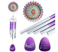 Aoedelyart Wind Chimes for Outside with Wind Spinner Mandala Lucky Clover,33" Memorial WindChimes Outdoor Hanging Decor for Zen Garden Patio,Best Gifts for Mom Women Wife Grandma,Christmas Ornaments